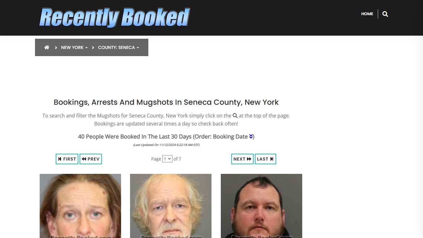 Bookings, Arrests and Mugshots in Seneca County, New York - Recently Booked