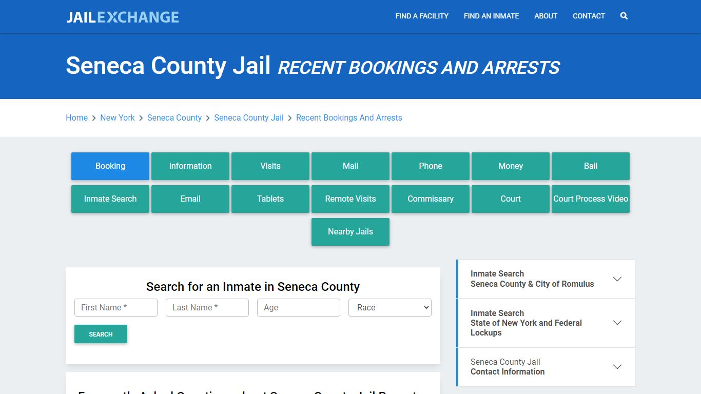 Seneca County Jail Recent Bookings And Arrests - Jail Exchange