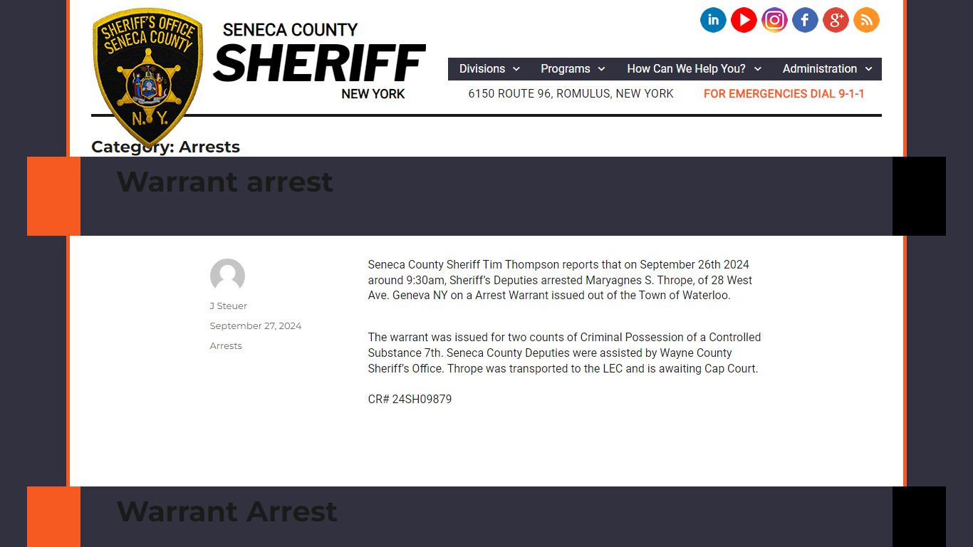 Arrests – Page 2 – Seneca County Sheriff, New York