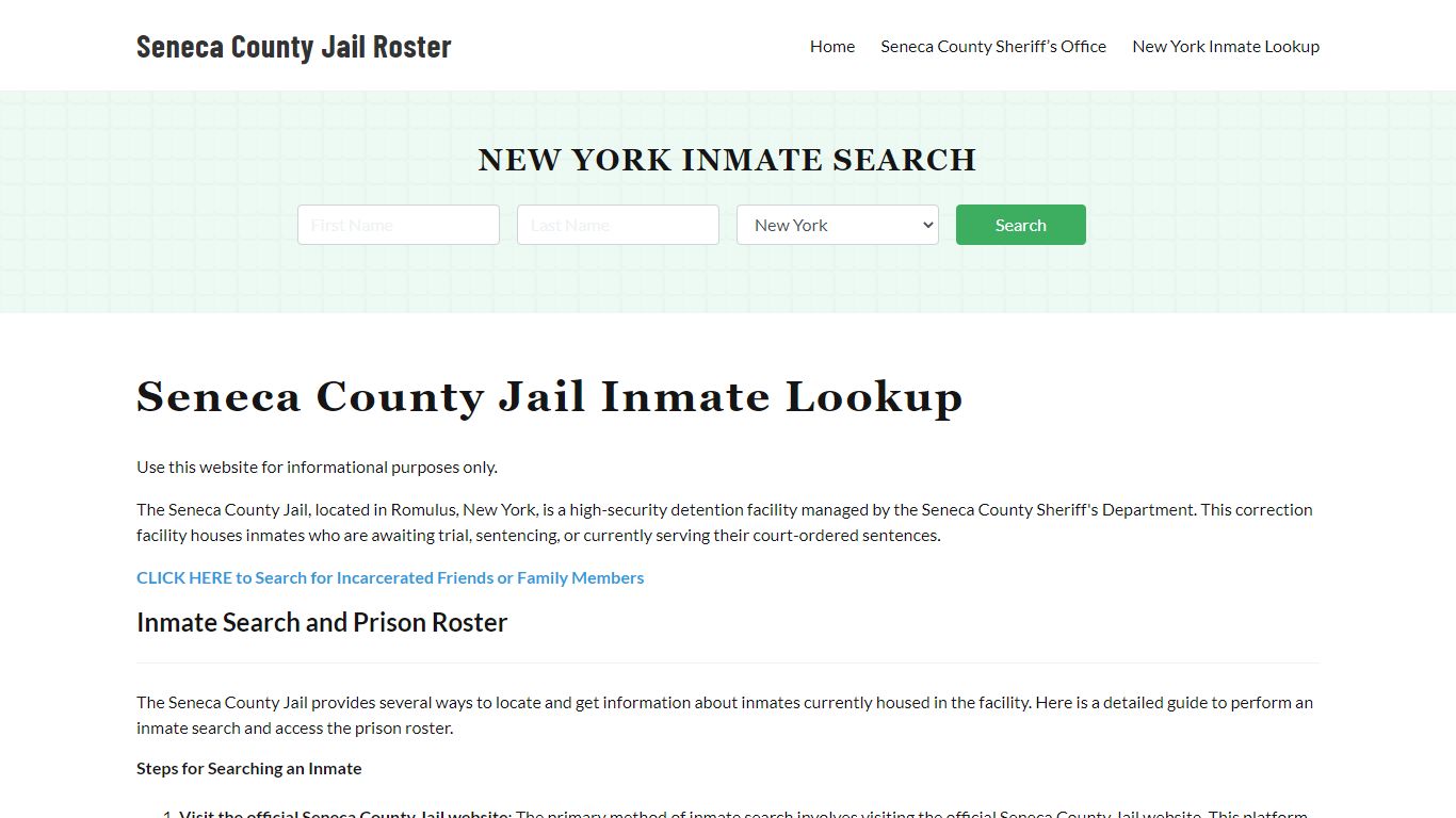 Seneca County Jail Roster Lookup, NY, Inmate Search